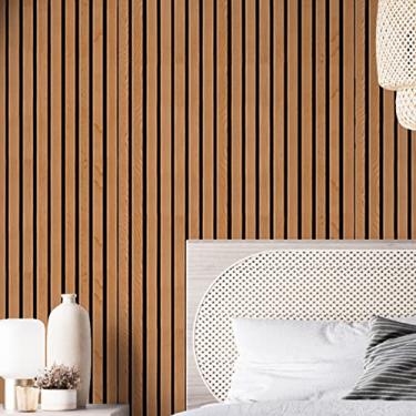 Imagem de Papel De Parede Adesivo Ripado de Madeira Natural Vinilico Sala Quarto Autocolante 3m