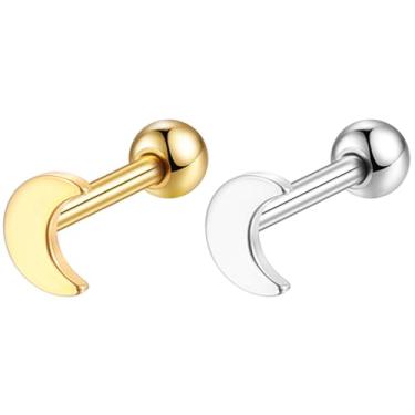 Imagem de LOMISS PIERCING MINIBARBELL AÇO CIRÚRGICO PVD LUA 1,2X6/8 (Prateado, 1,2X8)