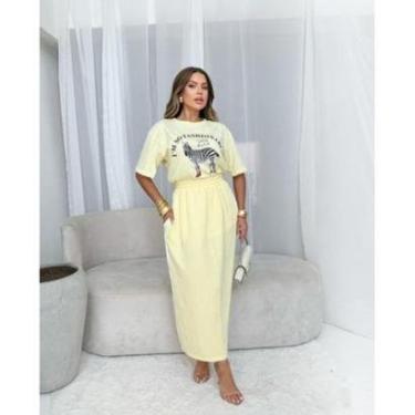 Imagem de Conjunto Saia em Moletom Listra Lateral e T-Shirt Silkada-Feminino