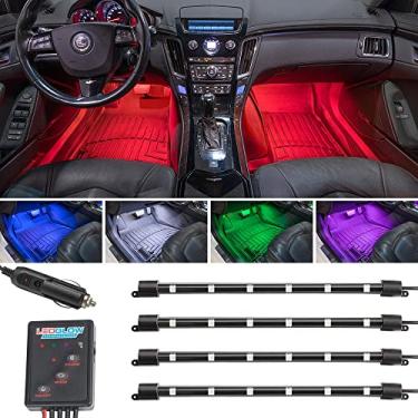 Imagem de LEDGlow – Kit de luz neon interior de LED multicolorido com 4 peças para carros e caminhões – 7 cores sólidas – 7 padrões – modo de música – iluminação automática – universal – inclui adaptador de energia de cigarro