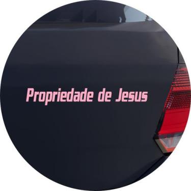 Imagem de Adesivo de Carro Frase Propriedade De Jesus - Cor Rosa Claro - Melhor 
