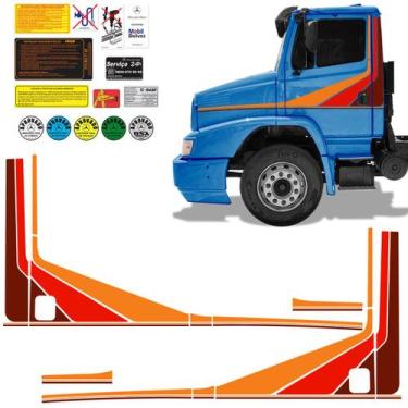 Imagem de Faixa Caminhão Mercedes Benz 1620 Adesivo Lateral Vermelho - SPORTINOX