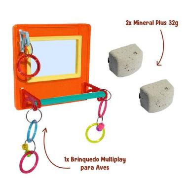 Imagem de Brinquedo Multiplay Diversão c/ Poleiro Espelho Bird Toy + 2 Bloco Min
