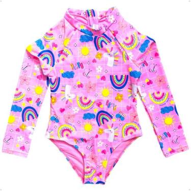 Imagem de Maiô Meninas Manga Longa Infantil Bebe Com Proteção Uv50 Maio - Anj Mo