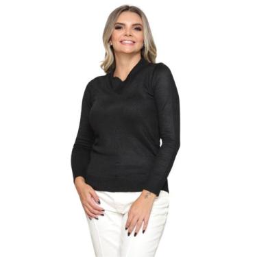 Imagem de Blusa Feminina Gola V Tricot Lã Inverno Com Elastano Basica - SP/CXX, 