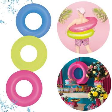 Imagem de Boia Inflável Neon 90cm P/ Piscina, Praia Ou Decoração - Mor, Rosa
