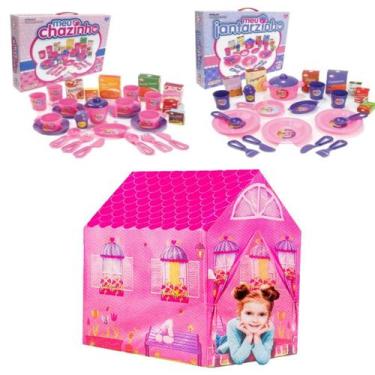 Imagem de Brincando Barraca Princesas Com Kit Jantarzinho e Chazinho - Big Star 