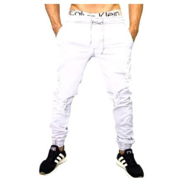 Imagem de Calça jogger Branca rasgada lançamento varias cores - sky jeans , Bran