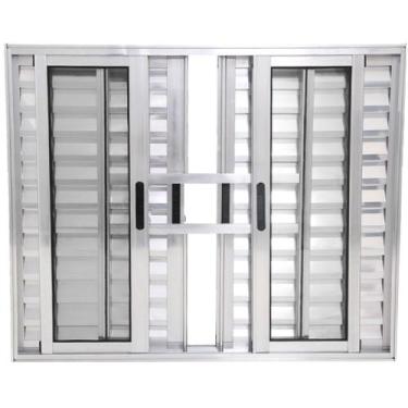 Imagem de Janela Veneziana 6 Folhas Alumínio Brilhante 1.20 x 1.20 Linha 25 com 