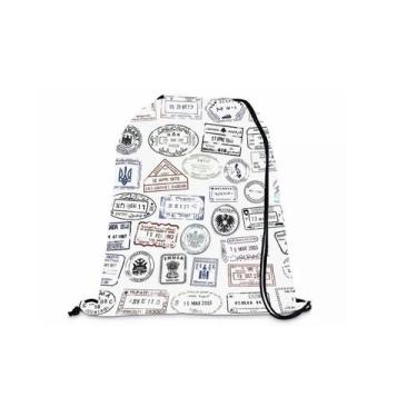 Imagem de Mochila Saco Personalizada Academia Viagens Carimbo de Passaporte - De