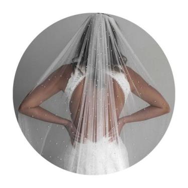 Imagem de Véu De Noiva Casamento Pérolas Mantilha Longo 5m Com Pente - anjo da m