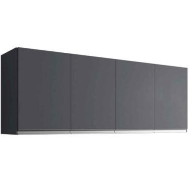 Imagem de Armário Aéreo Cozinha Adriana 4 Portas 160 cm - AJL, Cinza