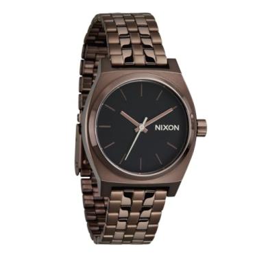 Imagem de Nixon Relógio feminino Medium Time Teller A1130. 100 m resistente à água (mostrador de relógio de aço inoxidável de 31 mm), Chocolate/café preto, Caixa de tempo médio