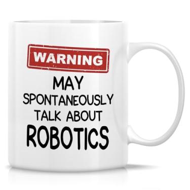 Imagem de Retreez Caneca engraçada de robótica - May Talk About Robotics - Copo de café de cerâmica de 325 ml - Presente bem-humorado para professores de robótica, engenheiro robô, entusiasta e geeks de