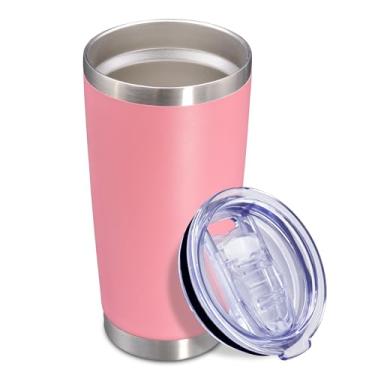 Imagem de AEPDTD Copos a granel de 590 ml de aço inoxidável com tampa com isolamento a vácuo de parede dupla canecas de café revestidas em pó adequado para copo de carro para bebidas quentes e frias - rosa, 1