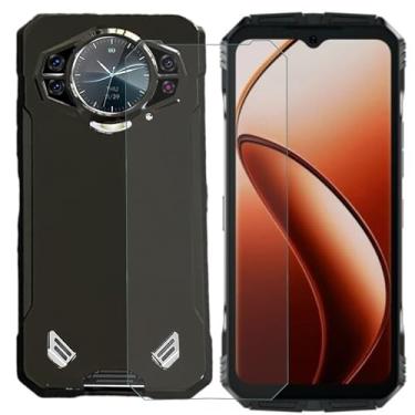 Imagem de MAOUICI Capa para celular Doogee S200, capa macia de TPU antiimpressão digital, protetor de tela de vidro temperado [1 unidade] [6,7 polegadas] preta