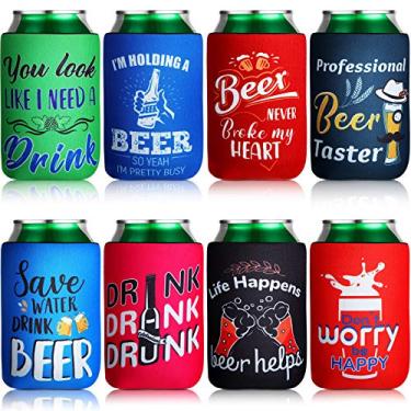 Imagem de Mangas de lata de cerveja resfriadores de latas de cerveja citações engraçadas Neoprene Drink Cooler Sleeves para latas e garrafas (11 x 9 cm, 8)