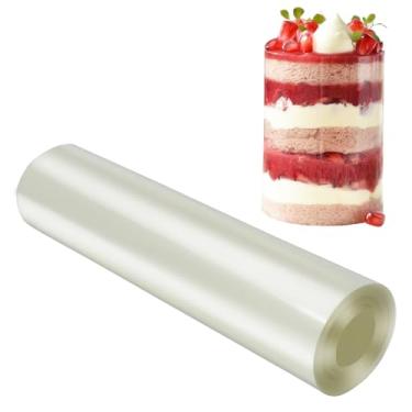 Imagem de Urxirha Coleiras de bolo 20 × 1000 cm, folhas transparentes de acetato, rolos de bolo, filme de acetato transparente para bolo, mousse de chocolate, decoração de bolos