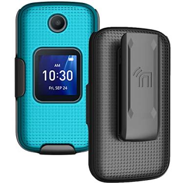 Imagem de Capa com clipe para celular Go Flip 4 / TCL FLIP Pro, capa rígida Nakedcellphone fina e [giratório/catraca] Combo de suporte de quadril para cinto para Alcatel 4056W, 4056L, 4056Z, 4056V -