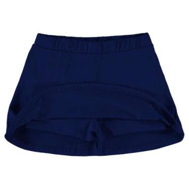 Imagem de Short Saia Infantil Menina em Algodão Básico Dia Dia Malwee Kids, Azul