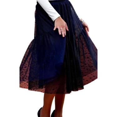 Imagem de Saia Rodada Em Tulê Star - Juvenil Moda Evangélica - Kakalu Giovanile,