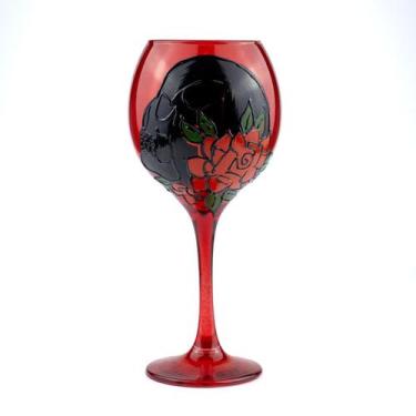 Imagem de Taça Pomba Gira Rosa Caveira Altar 20 cm Vidro Luxo 400 ml - Lua Místi