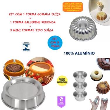 Imagem de Kit De 1 Forma Gomada Suiça + 1 Ballerine Redonda Tamanho 20 + 3 Mini 