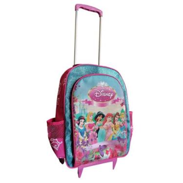 Imagem de Mochila infantil carrinho de rodinhas Mochilete Princesas da Disney in