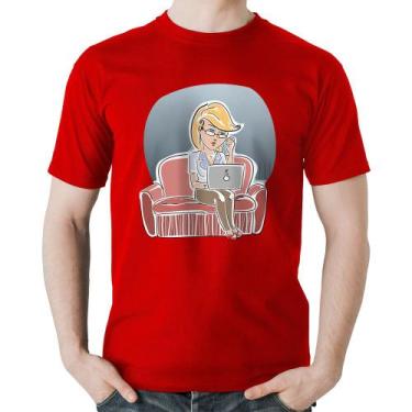 Imagem de Camiseta Algodão Home Office - Foca na Moda, Vermelho, M