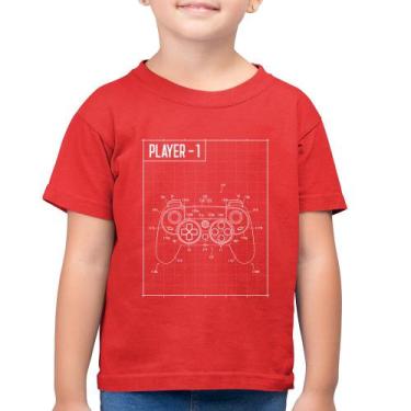 Imagem de Camiseta Algodão Infantil Player 1 Controle Joystick - Foca na Moda, V