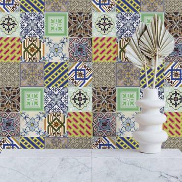 Imagem de Papel De Parede Cozinha Azulejo Hidráulico Lavável Rolo 3m - Leliz Pap