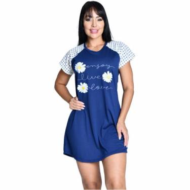Imagem de Camisola Adulto Feminino Camisão Meia Manga Confortável - Pijamas Prik