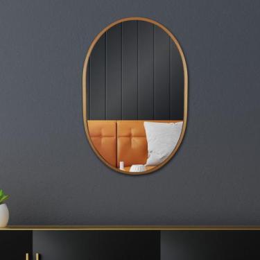 Imagem de Espelho de Vidro Oval Londres com Borda Dourada 50x40cm - Papel e Pare