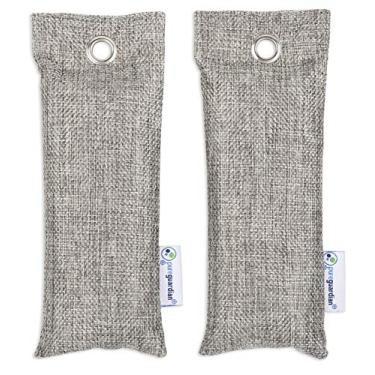 Imagem de PureGuardian CB075 Sacos purificadores de ar de carvão de bambu, ecológicos, absorvem naturalmente odores, excesso de umidade e poluentes, pacote com 2-75 g cada, cinza