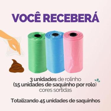 Imagem de Kit Cata Caca Rolinhos C/ 15 Sacos De Lixo Cada Coco Pet Gato E Cachor