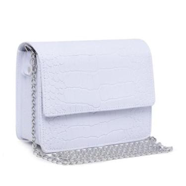 Imagem de Bolsa Croco Feminina com Alça de Corrente e Alça de Mão Tendência para