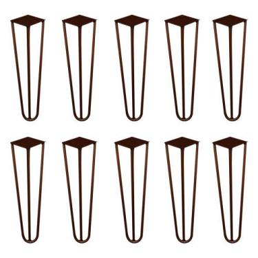 Imagem de Kit 10 Pés de Metal 30 CM Hairpin Legs Mesa de Canto Rack e Puffs Bron