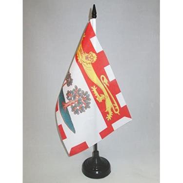 Imagem de Bandeira de mesa da Ilha do Príncipe Eduardo 12 cm x 20.3 cm - Canadá - Bandeira de mesa da Ilha do Príncipe Eduardo 21 x 14 cm - Bastão e base de plástico preto - Drapeau Île-du-Prince-Édouard AZ