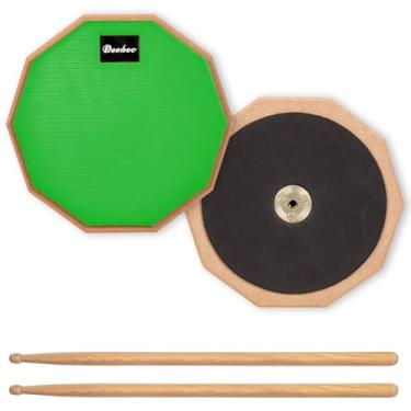 Imagem de Deekec Silent Drum Practice Pad 20 cm, Silent Practice Drum Pad 2 lados com baquetas de bateria (verde)
