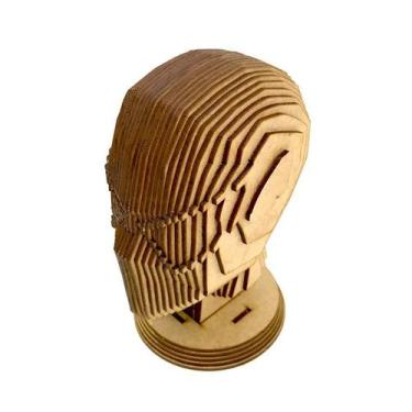Imagem de Estatueta Rosto Ha para Decoração 3d 17x10x10 Mdf Madeira - ATACADÃO D