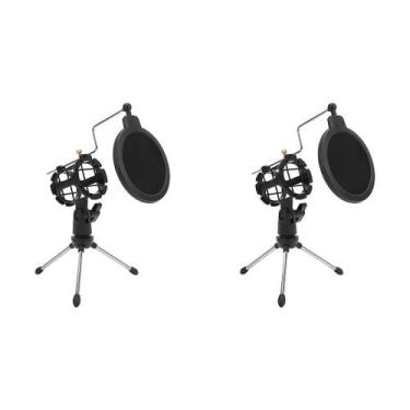 Imagem de Kit 2 Tripé Com Pop Filter Suporte Pedestal Pequeno De Mesa - Waver, P