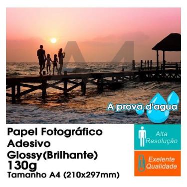 Imagem de 100 Folhas A4 Papel Foto Adesivo À Prova Dágua Glossy Brilhante 130g -