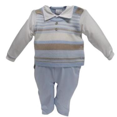 Imagem de Macacão Longo Bebê Menino Malha Algodão Tricô Paraiso 15343 - Paraíso,