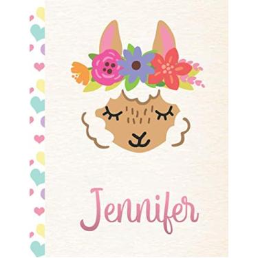 Imagem de Jennifer: Personalized Llama Journal and Sketchbook. Journal and Notebook for Girls. 8.5"x11" with Lined and Blank Pages, Perfect for Sketching, Doodling, Noting and Writing