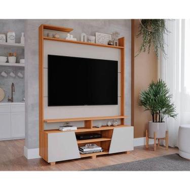 Imagem de Painel Home p/ TV até 55 Pol Master c/ 2 Prateleiras e Pés 135x183cm Off White/Nature - Permóbili