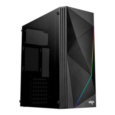 Imagem de Gabinete Gamer Aigo Rainbow 2 Lateral Em Acrílico, Preto
