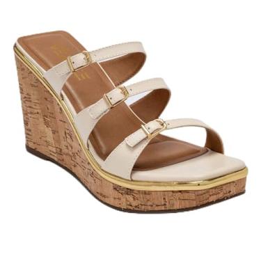 Imagem de Mule Feminino Plataforma Com Tiras - Porcelana 39