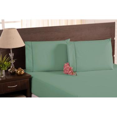 Imagem de Jogo De Cama King Size 100% Algodão 200 Fios Verde 3 Peças