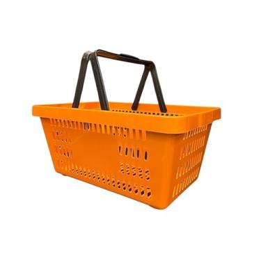 Imagem de Kit 4 Cesta Cestinha Plastica Reforçada Supermercado Mercado 15 Litros (Laranja)