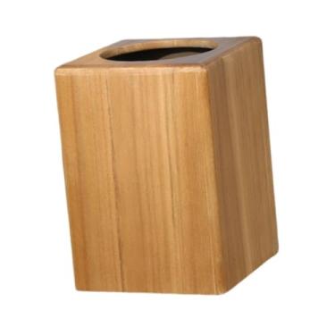 Imagem de WeiLaiKeQi Lixeira Pequena Estreita Lata de Lixo Quadrada Decorativa Compacta Lixeira Lixeira Recipiente de Lixo para Quarto Sala de Estar Escritório, Cor de Madeira
